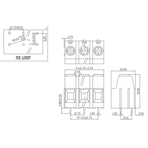 57A1000V高電流ネジ型PCB端子ブロックはスプライスできます